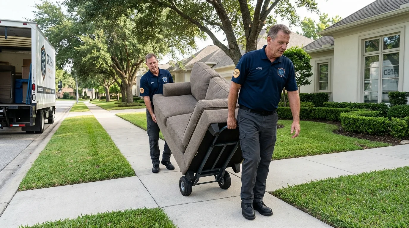 Local residential moving crew loading furniture in Worthington, MN
